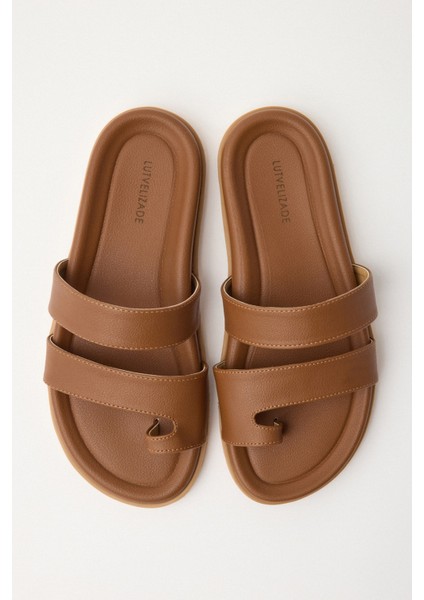 Sandalet 2509 - Çift Bantlı Parmak Arası Taba Kadın Terlik fırsatları