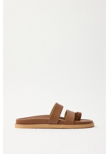 Sandalet 2509 - Çift Bantlı Parmak Arası Taba Kadın Terlik modelleri