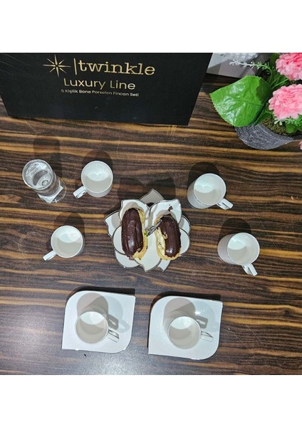 Luxury Platin Bone Porselen Kahve Fincan Takımı 08PLT01