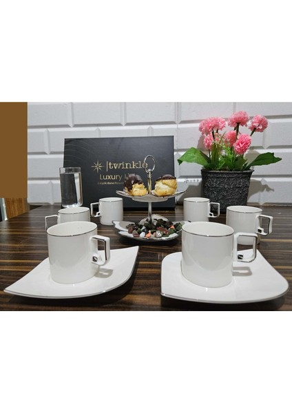 Luxury Platin Bone Porselen Kahve Fincan Takımı 08PLT01 fiyatları