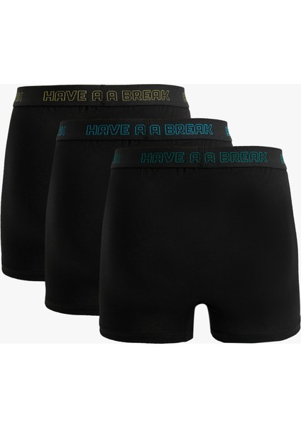 Pamuklu Baskılı Bel Detaylı 3'lü Boxer Seti fiyatları