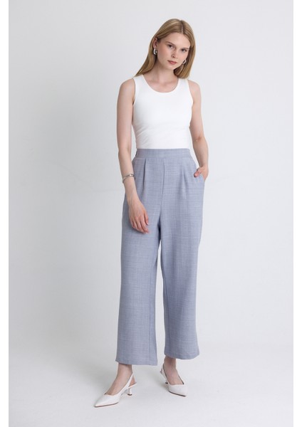 Gri Yüksek Bel Ön Pile Detaylı Pamuklu Bol Paça Pantolon 8014A fiyatları