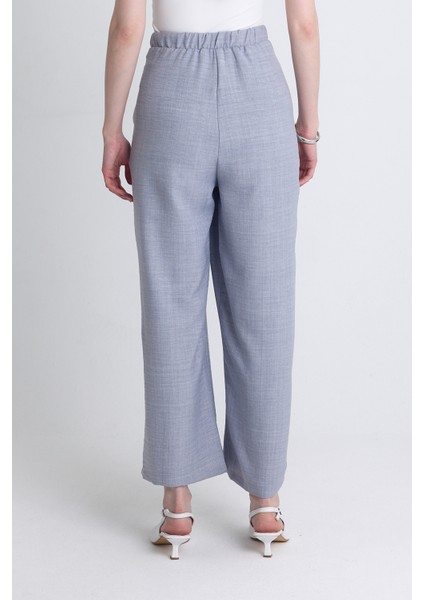 Gri Yüksek Bel Ön Pile Detaylı Pamuklu Bol Paça Pantolon 8014A indirimleri