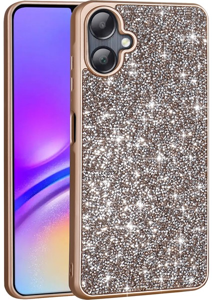 Galaxy A06 Kılıf Parlak Taşlı Tasarım Hzrv Pırlanta Kapak - Gold