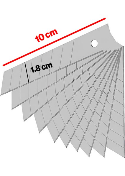 Maket Bıçağı Yedeği Ucu Kalınlık 0.50 mm En: 1.8 cm Uzunluk: 10 cm Kırılabilir Yedek Uç 10 Adet fiyatları