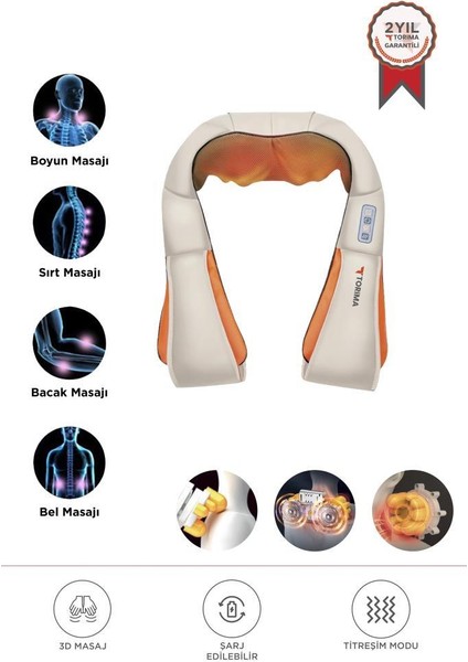 QY-666 Cream Ovmalı Isıtmalı Boyun Sırt Bel Omuz Bacak Masaj Yastığı Masaj Aleti