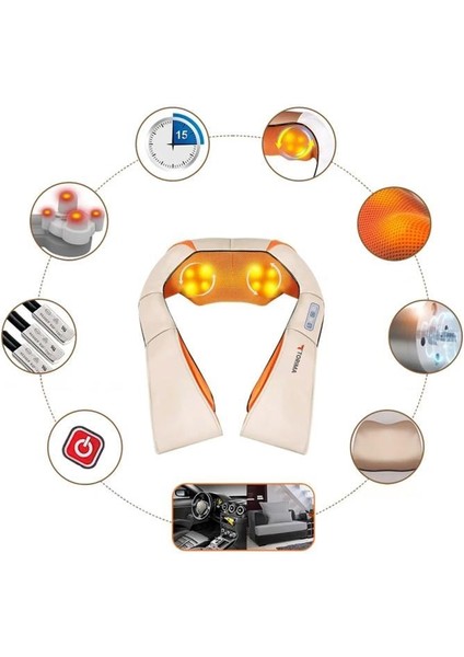 QY-666 Cream Ovmalı Isıtmalı Boyun Sırt Bel Omuz Bacak Masaj Yastığı Masaj Aleti fırsatları