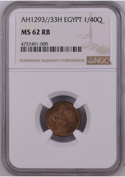 Sultan Iı. Abdülhamid 1293/33 Mısır 1/40 Kuruş - Çil - Ngc MS62 Rb fiyatları