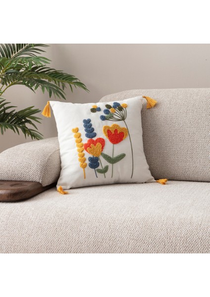 Comfort Punch Desenli Kırlent Kılıfı Kare Dekoratif Bohem Nakışlı Koltuk Yastık Kılıfı Panç 45X45 fiyatları