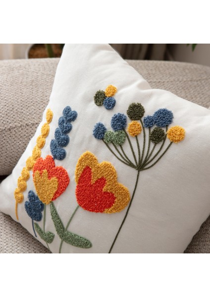 Comfort Punch Desenli Kırlent Kılıfı Kare Dekoratif Bohem Nakışlı Koltuk Yastık Kılıfı Panç 45X45 modelleri