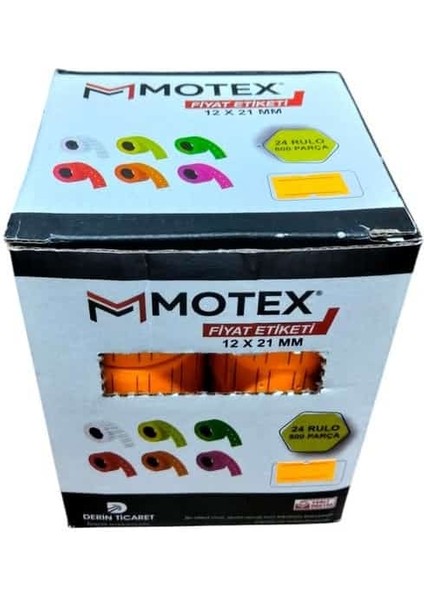 Motex MX-5500 Fiyatlama Etiketi 12X21 mm 24 Adet Rulo 800X24 Rulo 4 Renkli