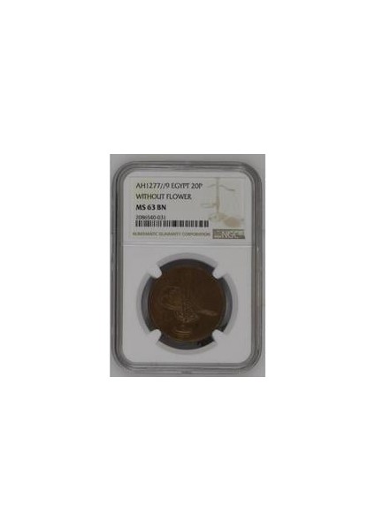 Sultan Abdülaziz 1277/9 Mısır Bakır 20 Para - Çil - Ngc MS63 Bn