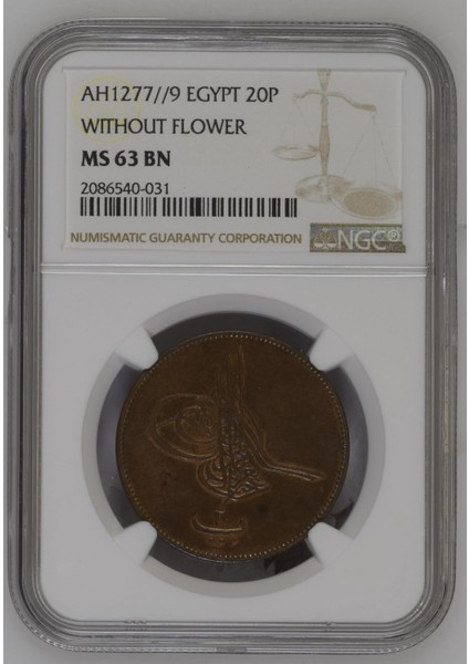 Sultan Abdülaziz 1277/9 Mısır Bakır 20 Para - Çil - Ngc MS63 Bn fiyatları