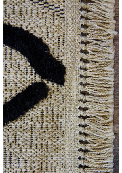 Dış Mekan ve Iç Mekan Halısı Siyah Detaylı Jüt Halı Sisal Halı modelleri