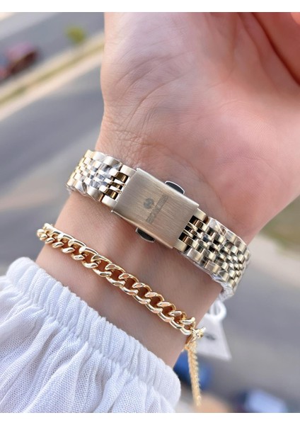 Çelik Kordon 2 Yıl Garantili 30 mt Suya Dayanıklı Kadın Kol Saati+Bileklik HM.B26416.2 modelleri