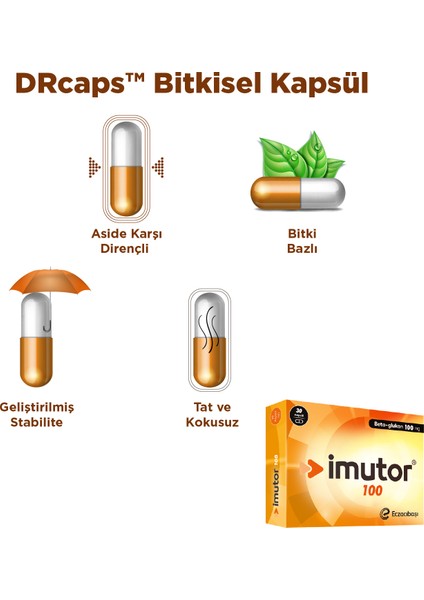 Imutor Beta Glukan 100 mg 30 Kapsül - BetaGlukan modelleri