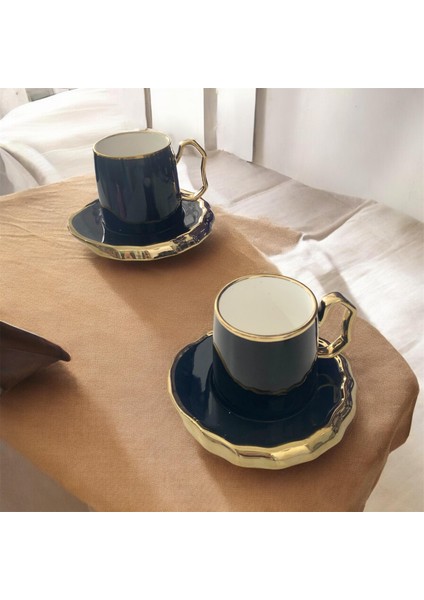 Yaldızlı Porselen Büyük Boy Fincan Seti 2li