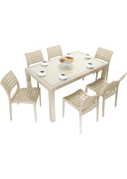 Wood 90x150 Cafe Sandalye Camlı Masa Takımı ÇÖLBEJİ