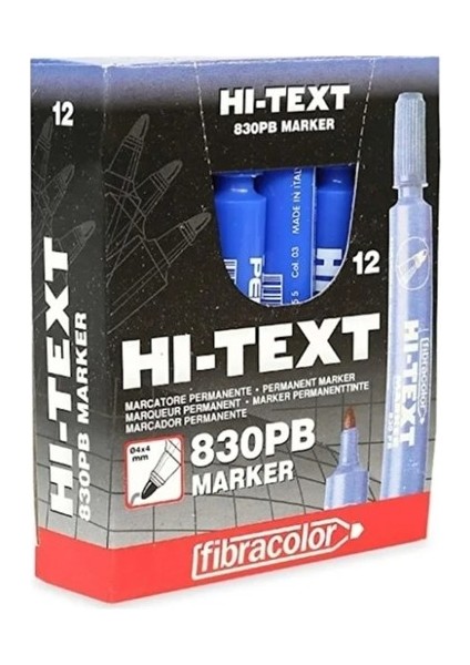 Hi-Text 830PC Mavi Keçeli Kalem Kesik Uç Marker 12’li Paket Yazı & Çizim Kalemi