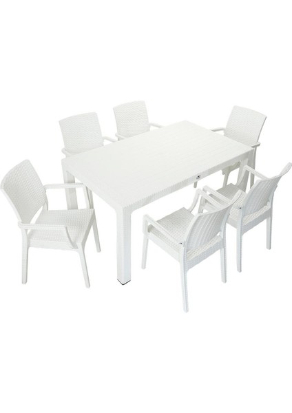 Elit Rattan 90x150 Elit Koltuk Masa Takımı BEYAZ