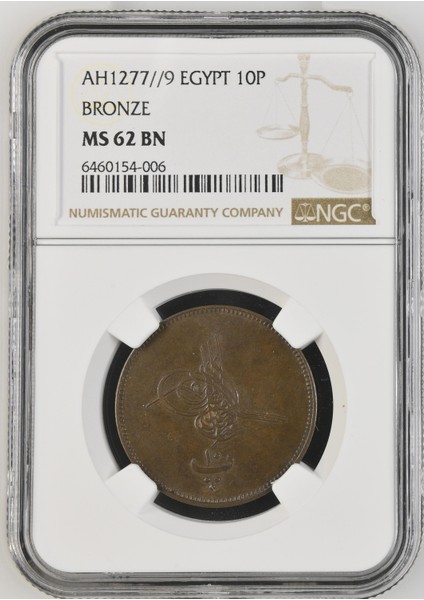 Sultan Abdülaziz 1277/9 Mısır Bakır 10 Para - Çil - Ngc MS62 Bn fiyatları