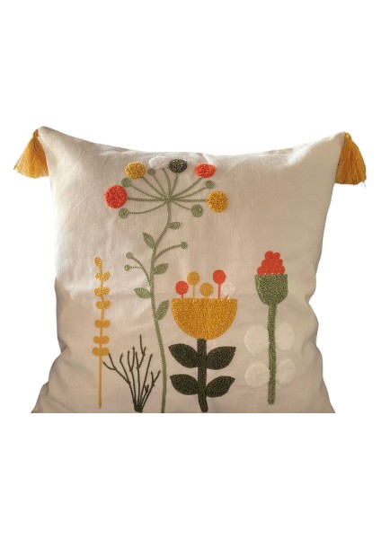 Comfort Punch Desenli Kırlent Kılıfı Kare Dekoratif Bohem Nakışlı Koltuk Yastık Kılıfı Panç 45X45 fiyatları