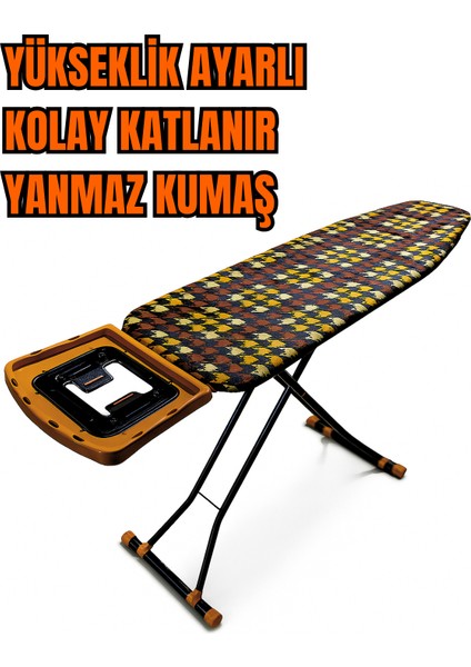 Lavella Ütü Masası | Yükseklik Ayarlı, Yanmaz Kumaşlı, Kolay Katlanır, Elektrostatik Boya | 41X160 cm fırsatları