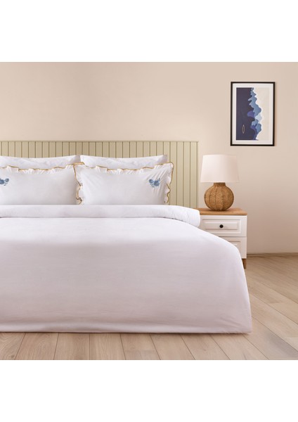 Soft Anthos Çift Kişilik Nevresim Takımı - Beyaz