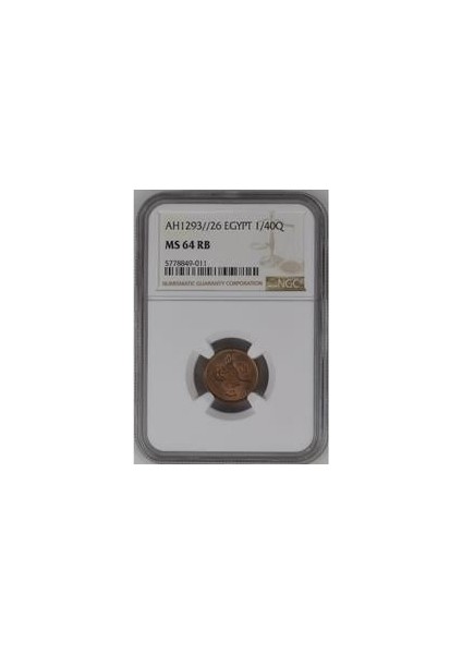 Sultan Iı. Abdülhamid 1293/26 Mısır 1/40 Kuruş - Çil - Ngc MS64 Rb