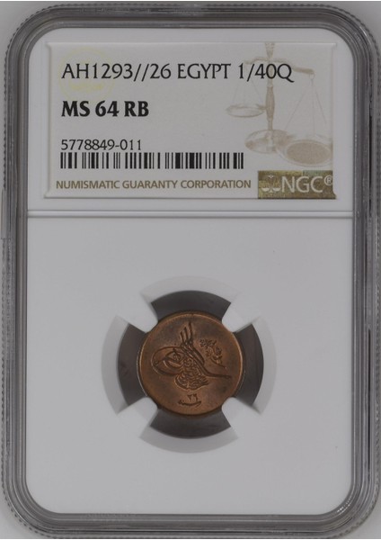 Sultan Iı. Abdülhamid 1293/26 Mısır 1/40 Kuruş - Çil - Ngc MS64 Rb fiyatları