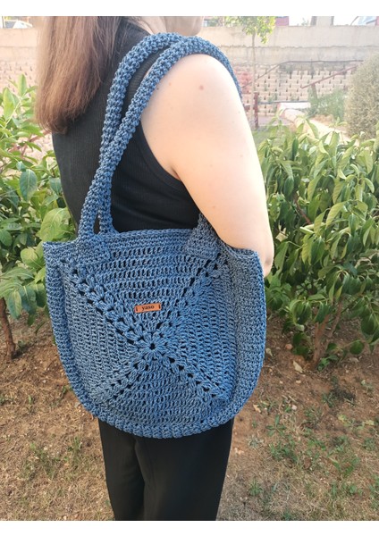 Hasır Kağıt Ip Omuz Çantası Hafif, Geniş, El Yapımı Lacivert fiyatları