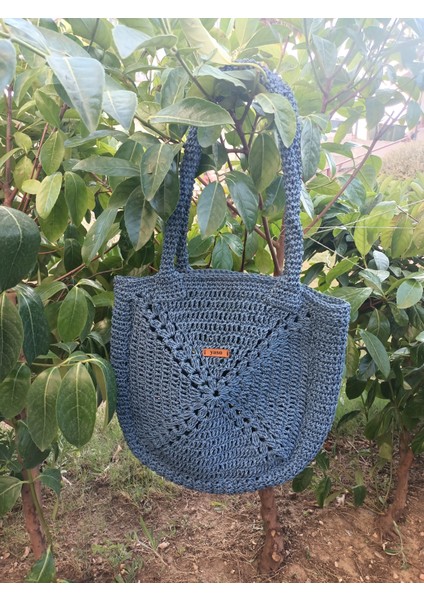 Hasır Kağıt Ip Omuz Çantası Hafif, Geniş, El Yapımı Lacivert modelleri