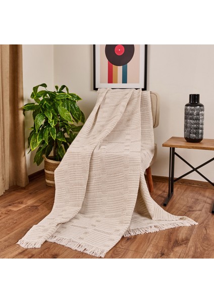 Soft Nou Koltuk Şalı - Ekru / Bej - 170X220 cm