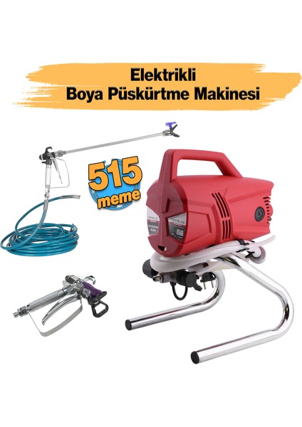 Profesyonel Elektrikli 1010 W Havasız Boya Püskürtme Makinesi Tabancalı Boyama Uçlu 515 Meme Ölçüsü