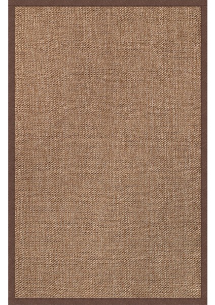 0604-KAHVE Kumaş Bordür Sisal Halı Kilim Hav Toz Vermez Kolay Temizlenen Hasır Kilim