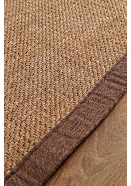 0604-KAHVE Kumaş Bordür Sisal Halı Kilim Hav Toz Vermez Kolay Temizlenen Hasır Kilim indirimleri