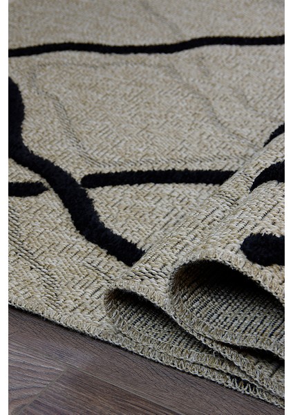 Dış Mekan ve Iç Mekan Halısı Siyah Detaylı Jüt Halı Sisal Halı fırsatları