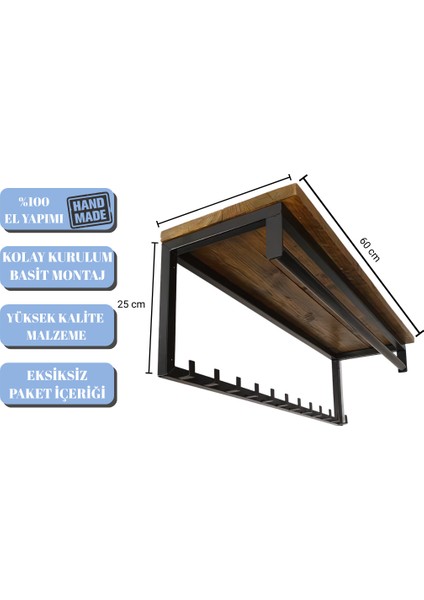 Dekoratif Demir Raflı Duvar Askısı - Ahşap Tabla Metal Askılık - Elbise Askısı - Modern Design modelleri