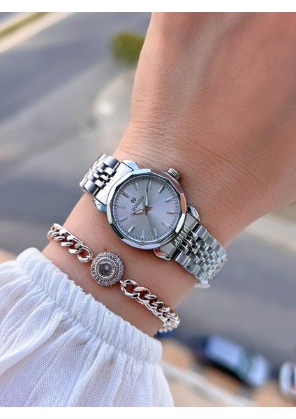 Çelik Kordon 2 Yıl Garantili 30 mt Suya Dayanıklı Kadın Kol Saati+Bileklik HM.B26416.1 fiyatları