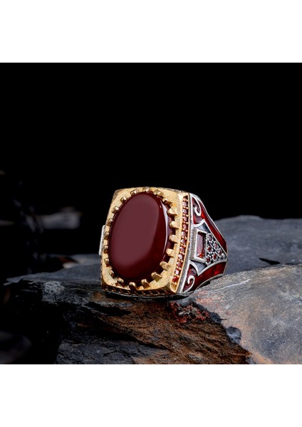 925 Ayar Erkek Gümüş Yüzük – Özgün Desenli El Yapımı Yüzük