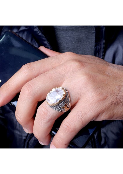 Erkek Yüzük 925 Ayar Gümüş – Usta Işçilikli Özel Taş Modeli fiyatları