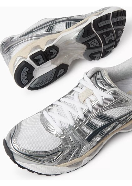 Gel-Kayano 14 Beyaz Gümüş Kadın Sneaker Deri File Rahat Günlük Yürüyüş Ayakkabısı fırsatları