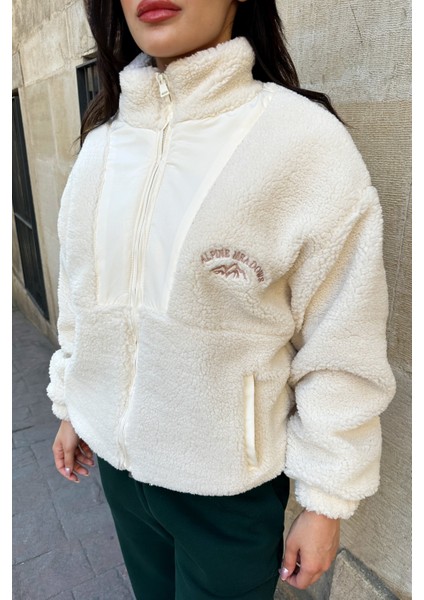 Kadın Polar Peluş Mont - Yumuşak Kürklü Fermuarlı Oversize Ceket - 5194 modelleri