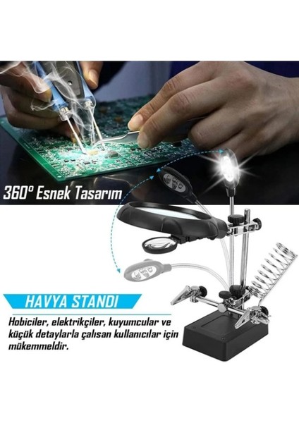 WH-800 Masa Üstü Ledli Büyüteç - Lehimleme ve Elektronik Çalışmalar Için Yardımcı indirimleri