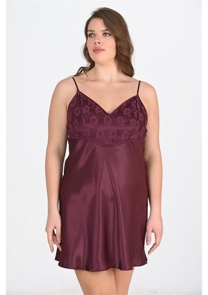Arias Closet Büyük Beden Mürdüm Gecelik 2108 OZN-22665 modelleri