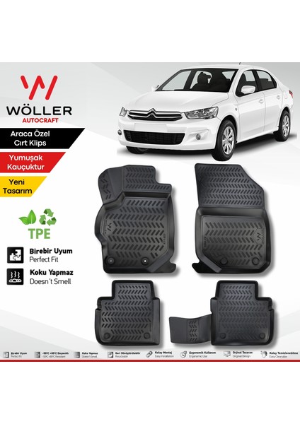 Citroen C Elysee Paspas 2012 Sonrası 3D Havuzlu Wöller Paspas