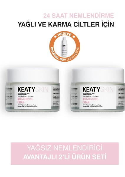 2'li Yağsız Nemlendirici Krem | Akneye Eğilimli Karma &amp; Yağlı Ciltler Için | Parlama Akne Karşıtı