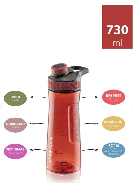 Şeffaf Spor Okul Ofis Su Matarası Suluk 730ML (5PP En Güvenilir Plastik Sınıfı) modelleri