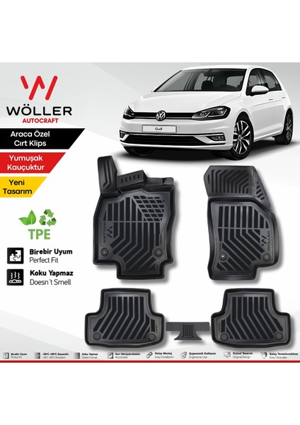 Volkswagen Golf 7 Paspas 2013 2020 Arası 3D Havuzlu Wöller Paspas