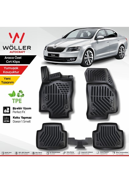 Skoda Octavia Paspas 2013 2019 Arası 3D Havuzlu Wöller Paspas